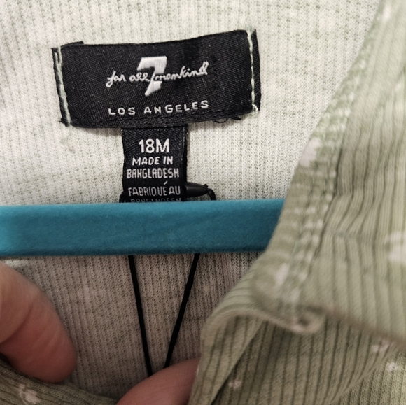 7 For All Mankind Sage Green Baby Girl Short Sleeve Top Size 18M Top Only - Picture 6 of 9